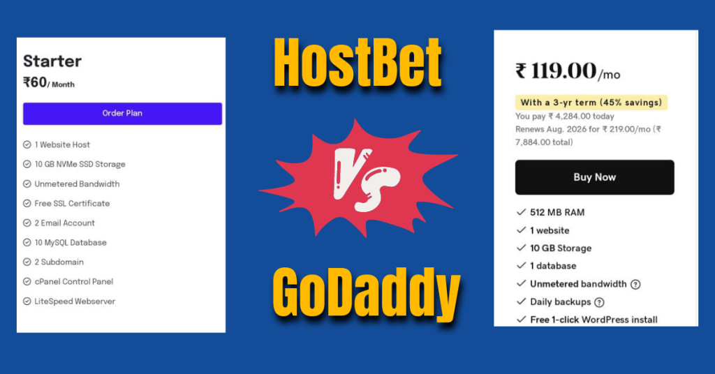 HostBet vs Godaddy Shared Hosting